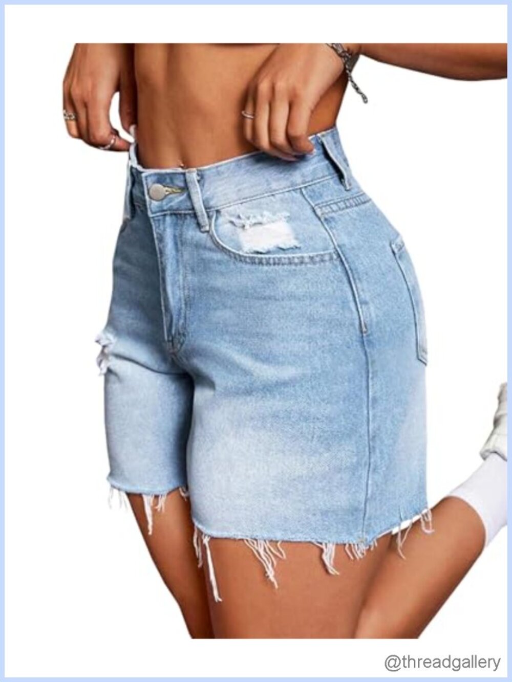 Women's Bermuda Jean Shorts High Waisted Stretchy Denim Jorts